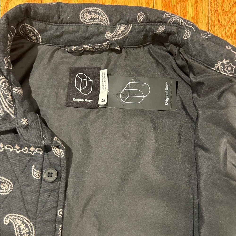 Original Use Paisley Quilted Shirt Jacket - Black and White - Picture 3 of 6
